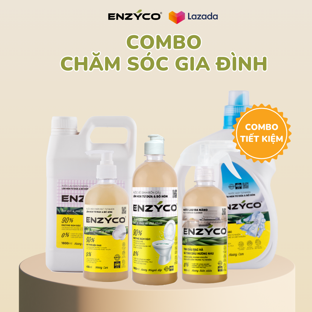 Combo chăm sóc gia đình - 90% Enzyme từ dứa giúp diệt khuẩn, an toàn cho da nhạy cảm, 0% chất tẩy công nghiệp, hóa chất độc hại