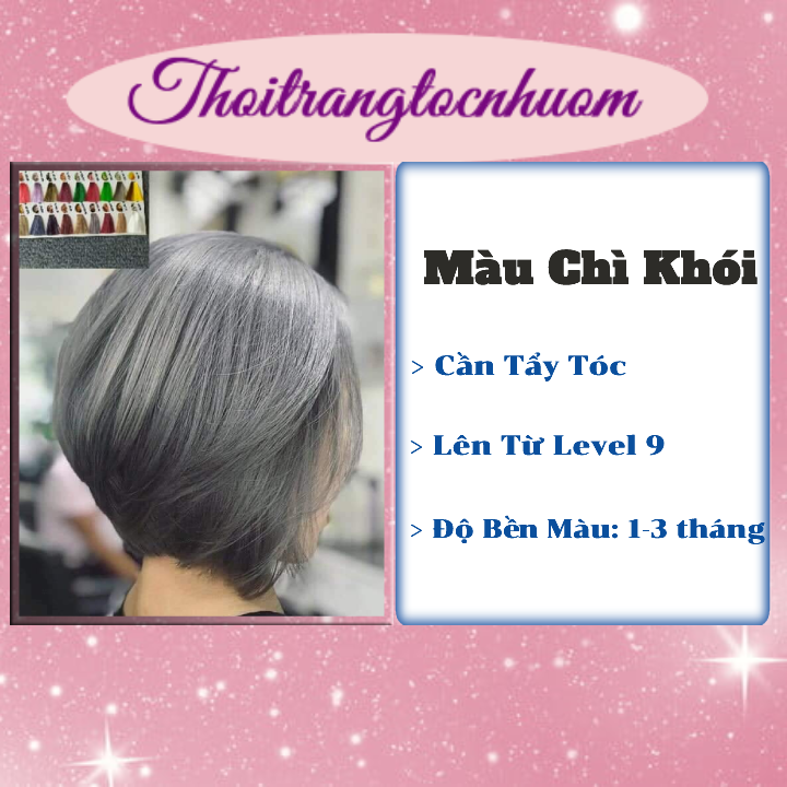 Nhuộm (Nhẹ Mùi) Màu Chì Khói HOT TREND - Kèm Oxy trợ nhuộm và dụng cụ nhuộm - Thoitrangtocnhuom