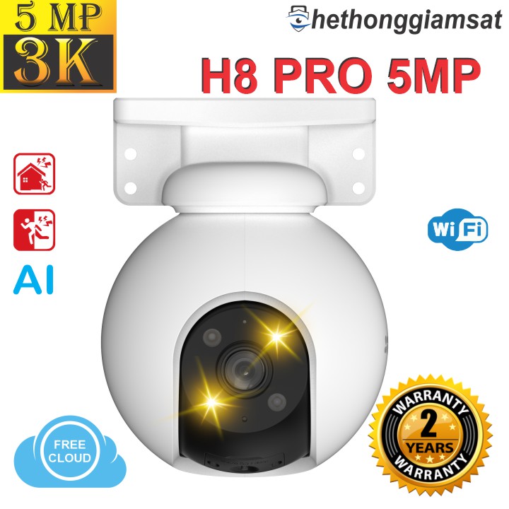(Giá Sốc) Camera Wifi EZVIZ H8 Pro 5MP 3K, H8 Pro 3MP 2K - Màu Bang Đêm, Xoay 360 độ, Đàm Thoại 2 Chiều - Bảo Hành 24th
