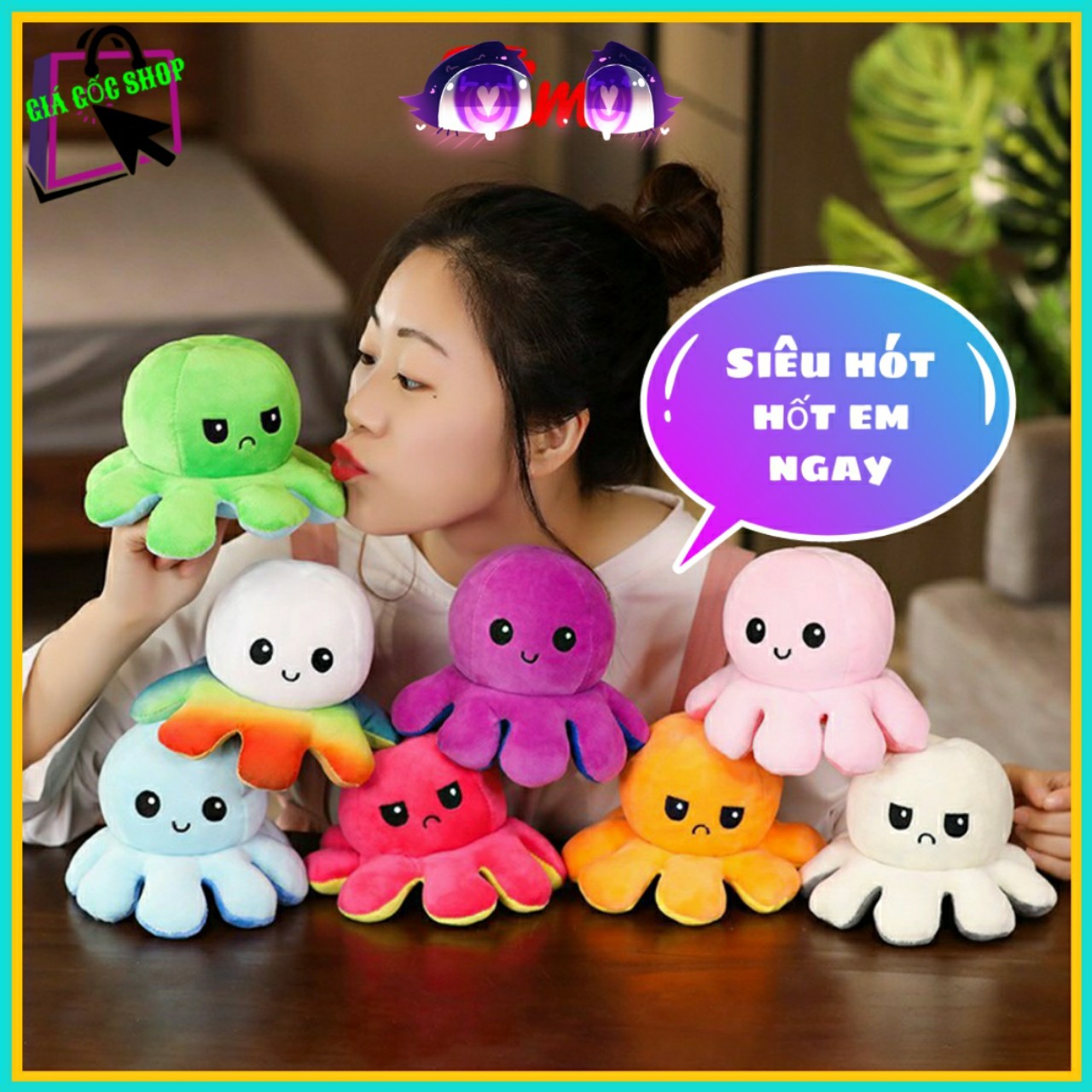 [HCM]Cao Reversible Thú Nhồi Bông Chương Búp Bê Vải Nhung Đầy Sang Trọng Đồ Chơi Lật Bạch Tuộc Thú Nhồi Bông Đồ Chơi Búp Bê Đồ Chơi