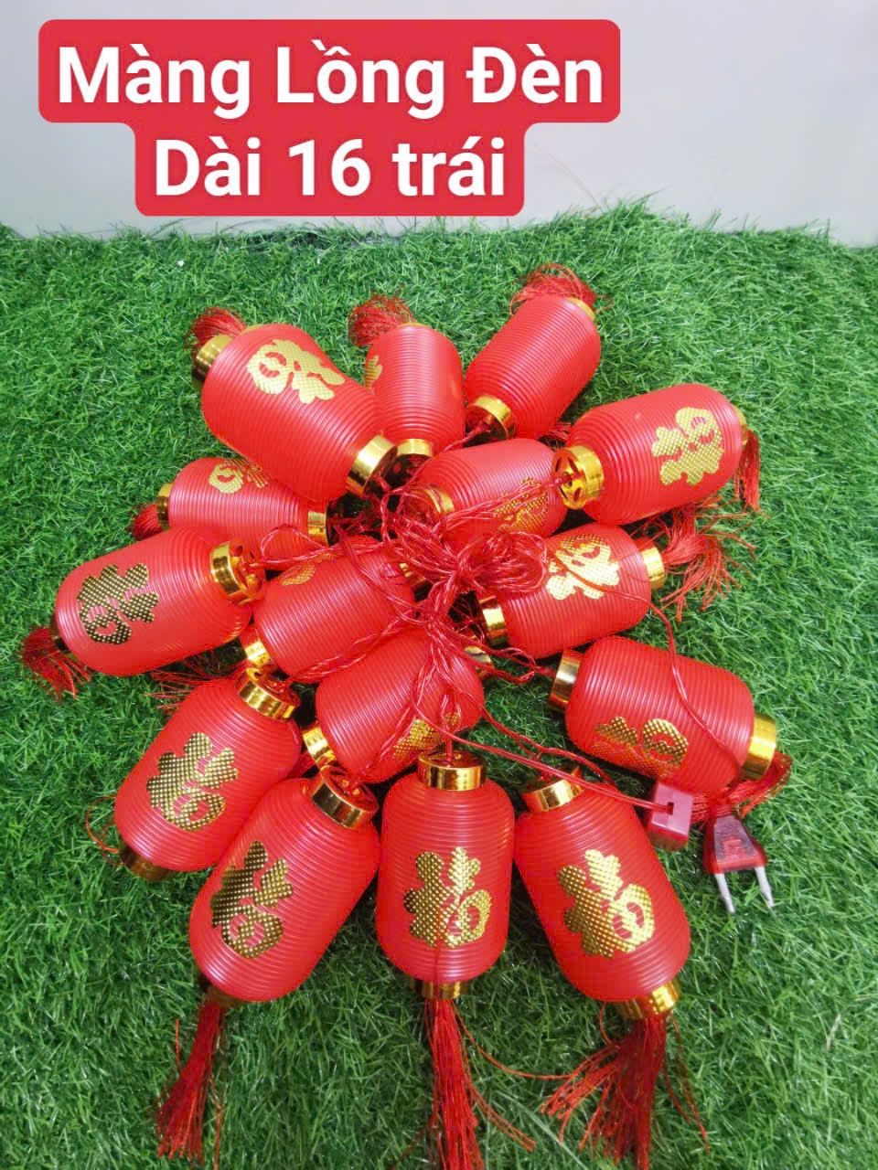 Lồng đèn led đỏ trang trí lễ tết, dây 5m 16 bóng