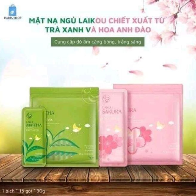 [HCM]Mặt nạ ngủ Laikou 30 gói  trà xanh  và hoa anh đào