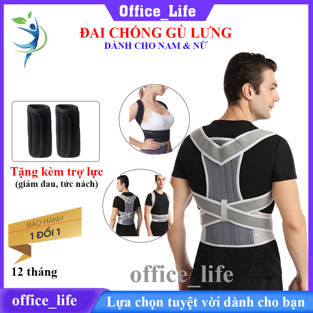 Đai chống gù lưng dành cho nam nữ thanh nẹp kép sắt [tặng kèm đệm giảm đau tức nách]