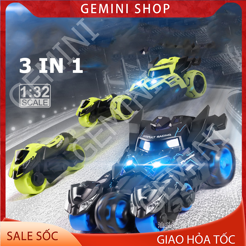 ĐỒ CHƠI Ô TÔ ĐUA, Ô TÔ PHÂN THÂN M5221 THÀNH MÔTÔ CAO CẤP HỢP KIM 3 TRONG 1 CHO BÉ GEMINI SHOP
