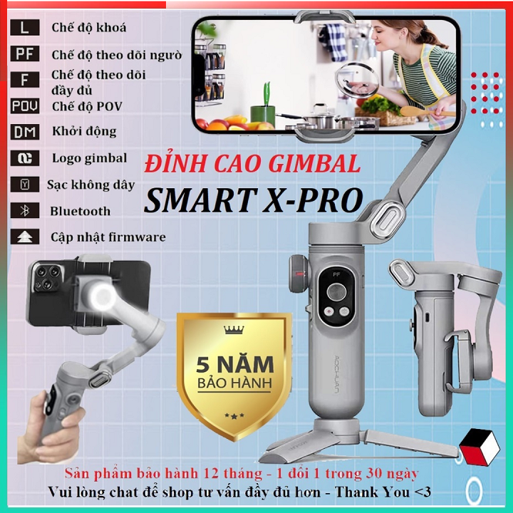 Gimball chống rung Smart X Pro đa chế độ quay phim chụp ảnh Thiết bị chống rung điện thoại Tay cầm chống rung tự động căn chỉnh xoay 360 độ sạc nhanh