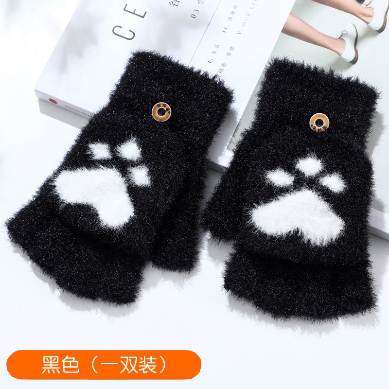 Tất tay nữ, Găng tay hở ngón vải lông nhung mềm nhiều màu sắc giữ ấm mùa đông thời trang cho nữ - 4