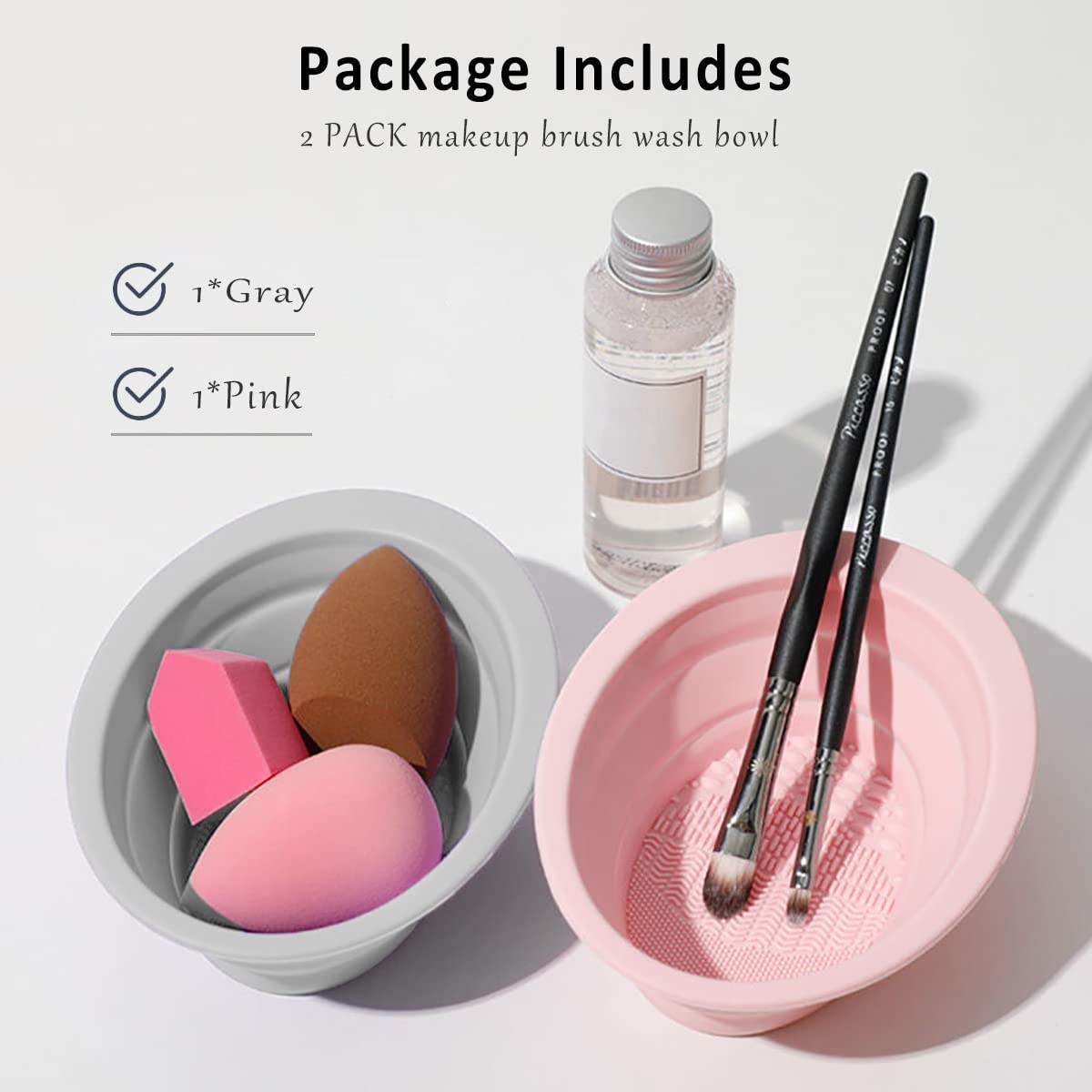 Chậu silicon vệ sinh cọ trang điểm, chậu silicon làm sạch cọ, mút trang điểm
