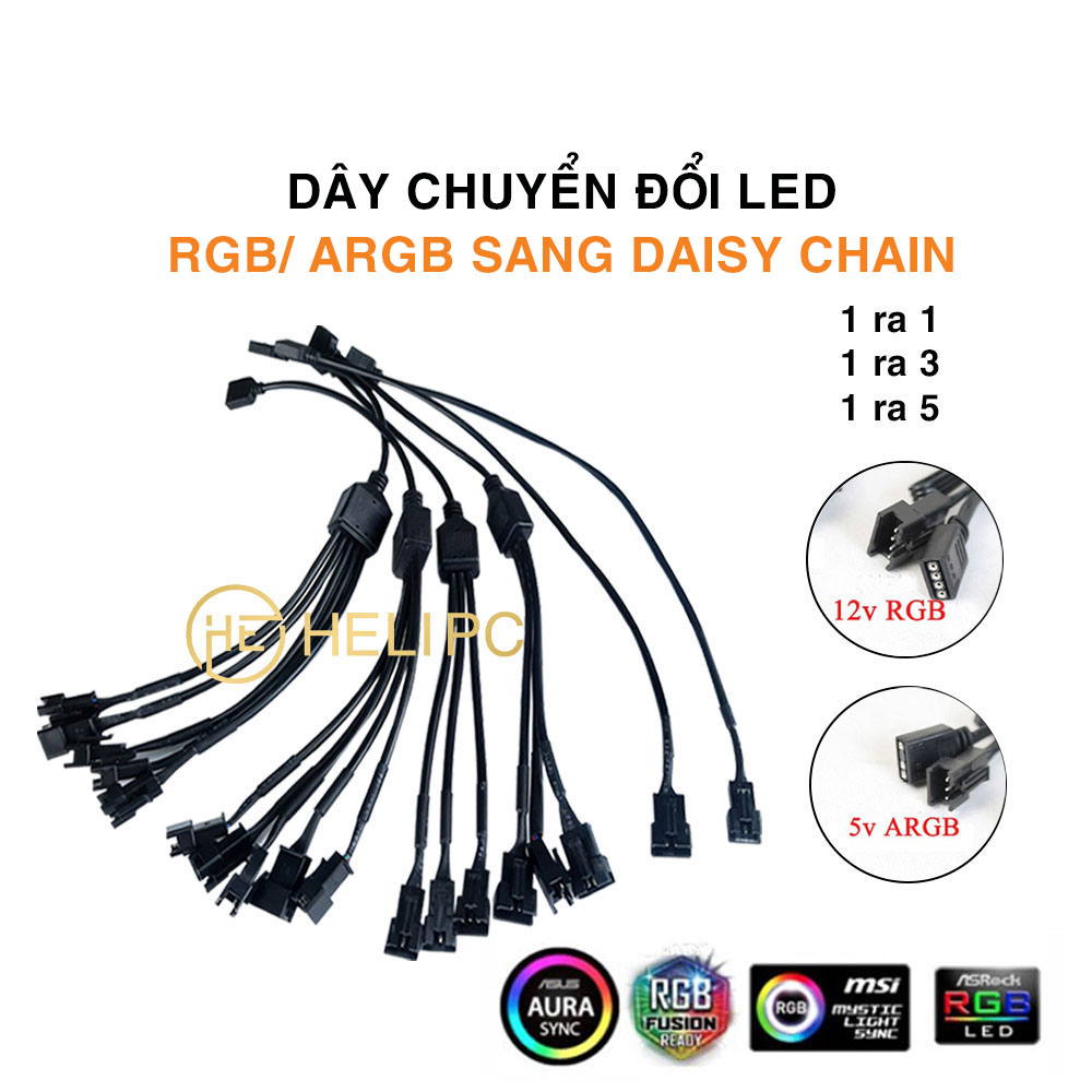 Dây chia RGB và dây chia ARGB – Dây chuyển đổi LED RGB/ ARGB sang Daisy Chain cho đèn LED và quạt Case Phanteks, Deepcool