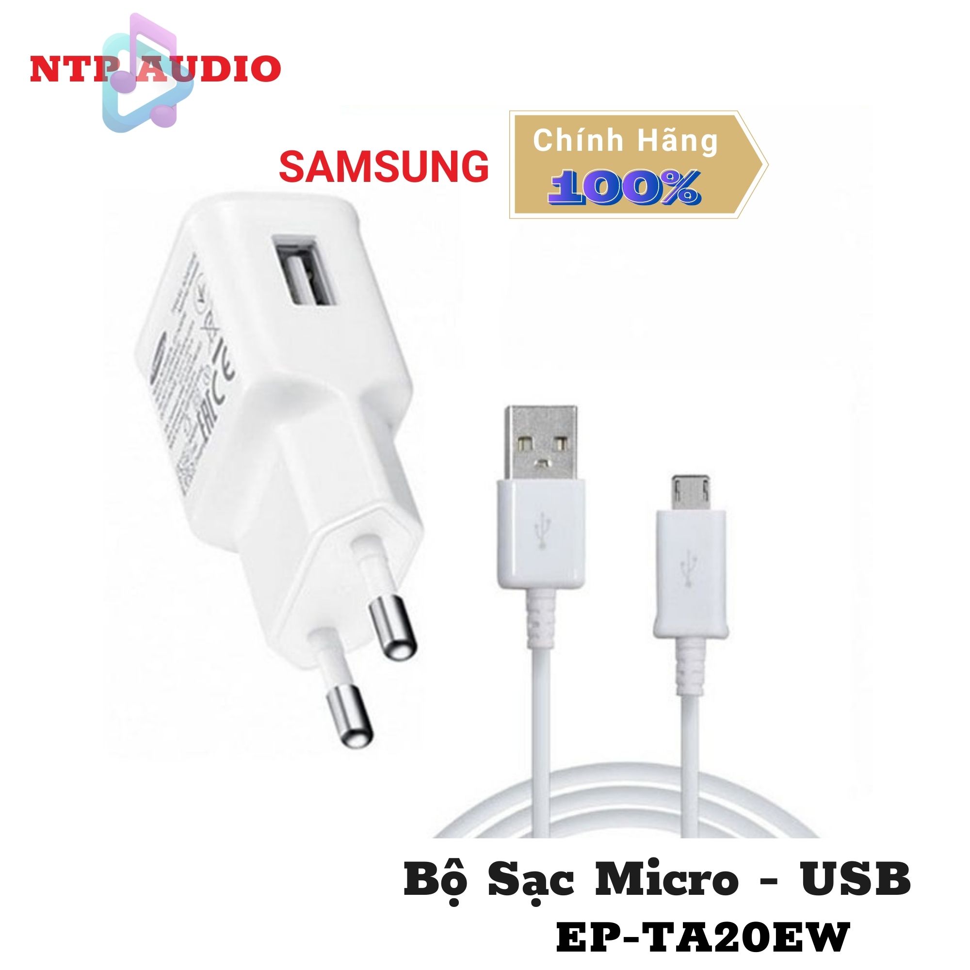 Bộ sạc nhanh kèm cáp Micro - USB Samsung EP-TA20EW - Hàng Chính Hãng bảo hành 6 tháng