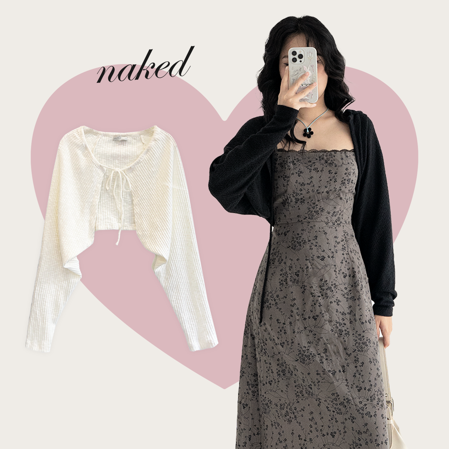 Áo khoác len mỏng buộc nơ Naked by V - Bolero Cardigan