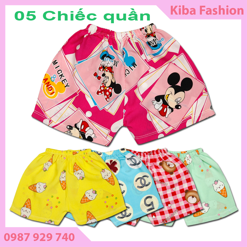 Combo 5 Quần đùi Lanh (Tole) Mùa Hè Mát Mềm Mịn Cho Bé Trai bé gái Từ 4-16kg - Hình in thay đổi theo lô hàng QĐTKF ( ảnh video thật) KIBA Fashion ( quần đùi chục )