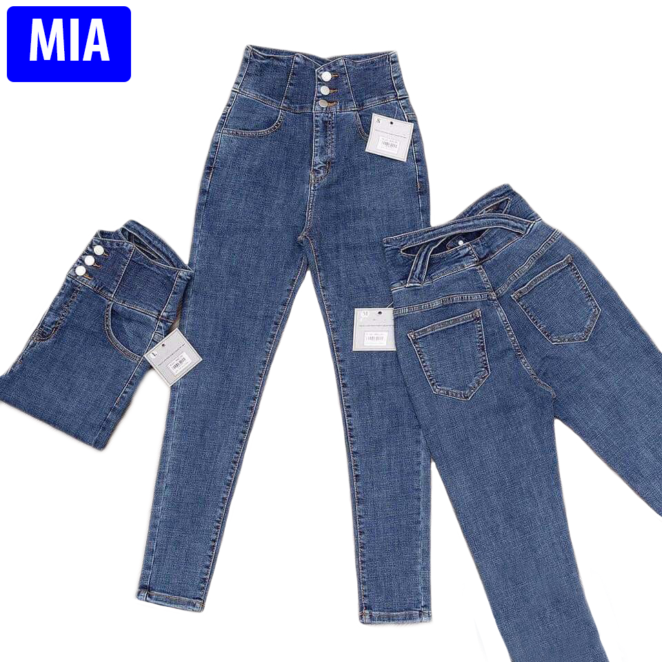 Quần Jean Nữ Lưng Cao Quần Jean Nữ 9 Tấc Quần Jean Nữ Màu Xanh Trơn Cao Cấp Mi-a Fashion - QJNMIA030