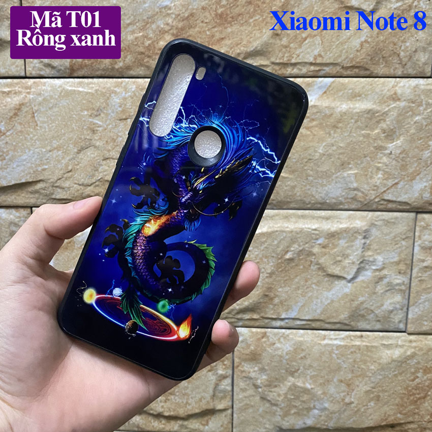 [Mẫu Mới 2021] Ốp lưng Xiaomi Redmi Note 8, Ốp Xiaomi note8 mặt kính cường lực in hoa 3D sang trọng, cao cấp, chống trầy xước, viền dẻo ôm máy, op lung redmi note8 đẹp