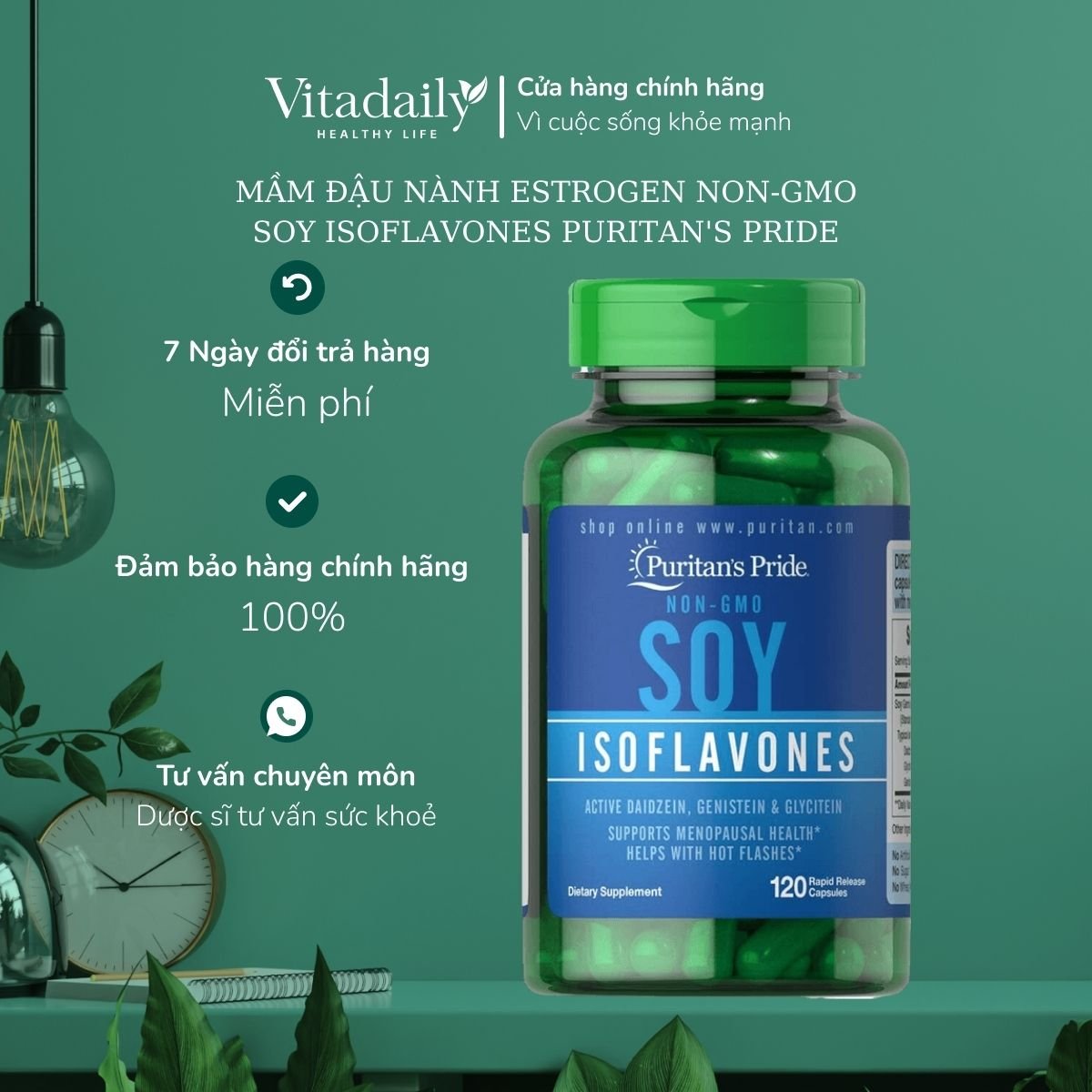  Viên Uống Mầm đậu nành Soy Isoflavones Puritan's 120viên 