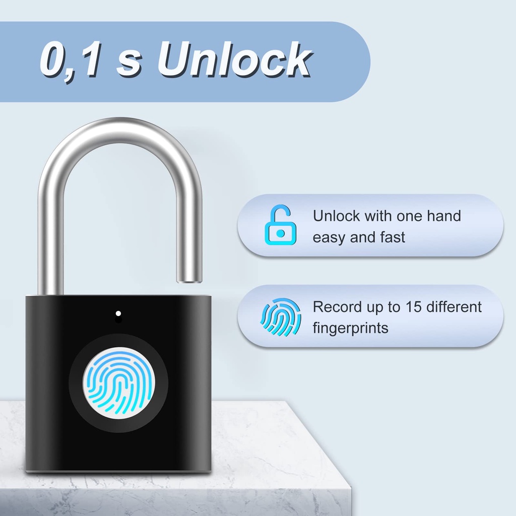 Bảo hành miễn phí ổ khoá vân tay Không thấm nước Mini Lock thích hợp cho hành lý, tủ khóa khóa móc VS Ổ khóa mã số