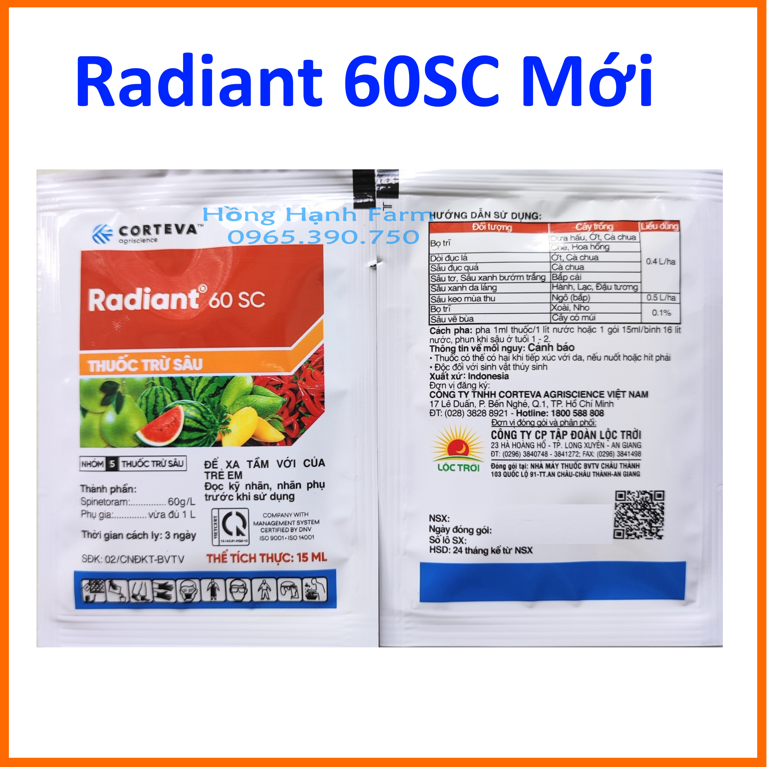 Thuốc trừ sâu Radiant bọ trĩ 60sc , chuyên phòng trừ bọ trĩ hoa hồng và các loại sâu hại