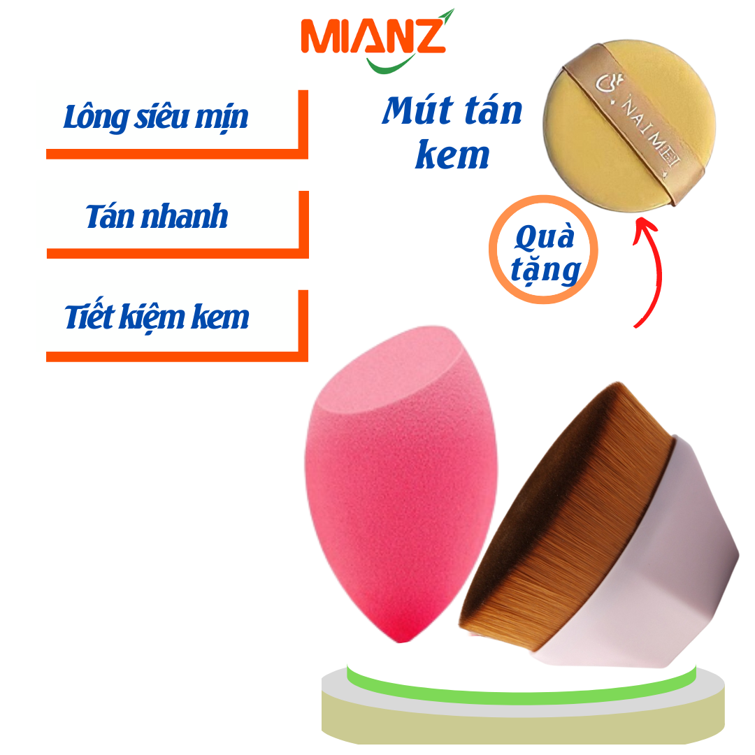 Bộ dụng cụ trang điểm cao cấp Mianz - Cọ tán nền lông dày mịn, mút đánh kem Mianz Group