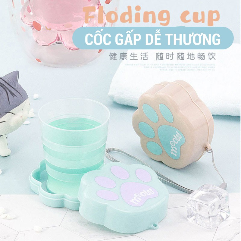 [HÀNG CÓ SẴN] Cốc Nước Gấp Gọn Ly Cốc Di Động Mang Đi Du Lịch Hình Mèo Đáng Yêu