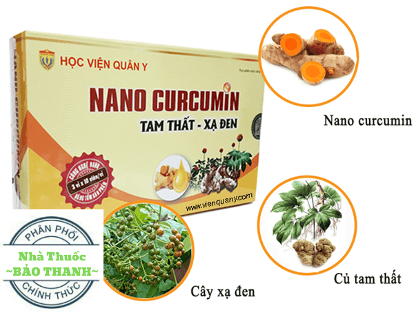 Viên tinh nghệ Nano Curcumin Tam Thất Xạ Đen - Học Viện Quân Y viêm loét dạ dày, tá tràng, người đang bị ung thư ( Hộp 30 viên)