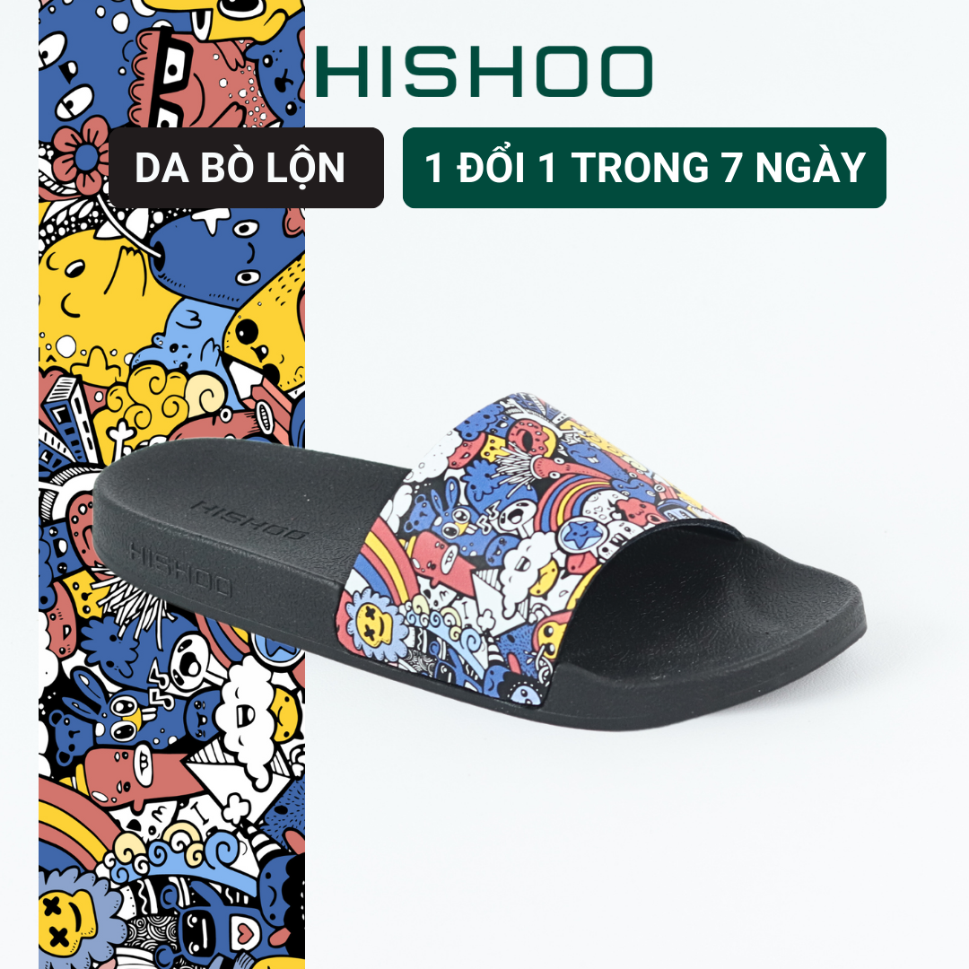 Dép quai ngang slipper Monster Wonderland cao cấp nam, nữ  HISHOO siêu nhẹ da Bò lộn thời trang size 36 - 45 U112