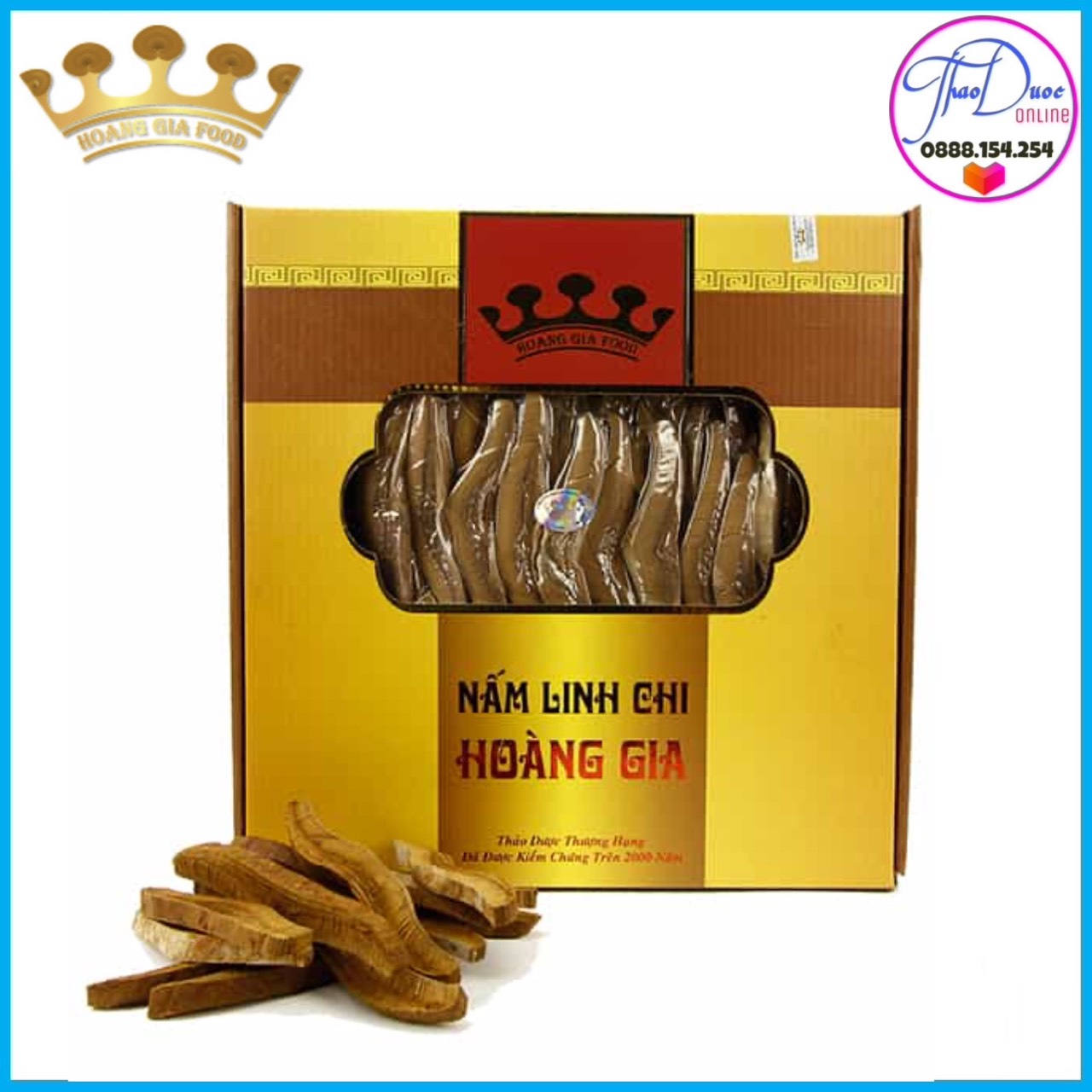Hộp nấm linh chi đỏ hoàng gia loại cao cấp thái lát - hộp 500g