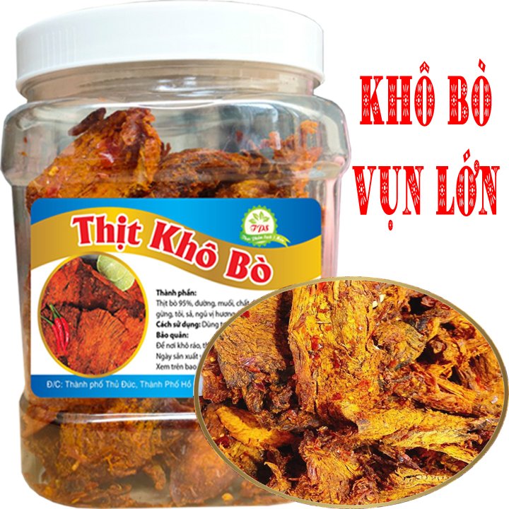 Khô bò mềm cay đậm vị thơm ngon loại miếng vụn lớn - 500g TPS