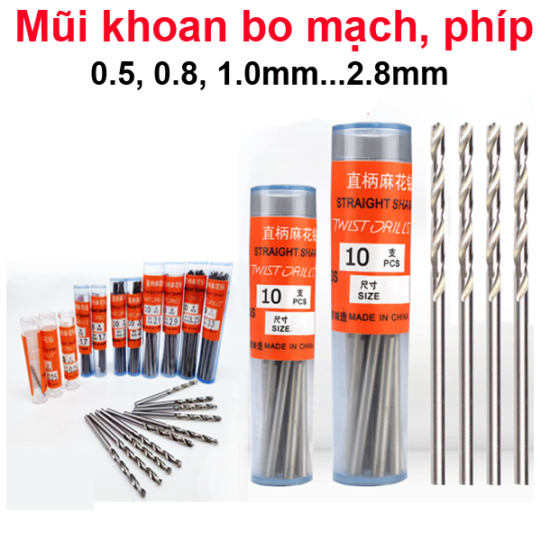 Mũi khoan các loại từ 0.5-2.8mm
