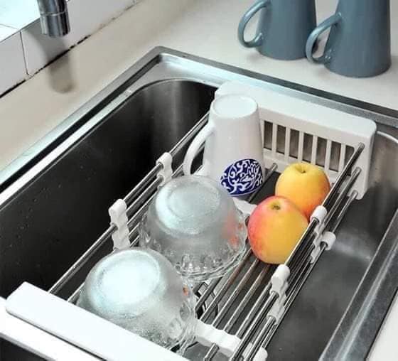 Giá inox đa năng đặt chậu rửa bát rút gọn - Rổ kéo rút đa năng - Rổ inox gác ngang bồn rửa bát - Rổ inox gấp gọn đa năng ráo nước - Ro inox gac ngang bon rua bat