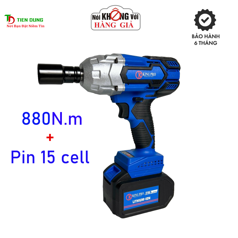 Máy siết bulong dùng pin 21v kingpro, lực siết 880nm 2 pin 15 cell