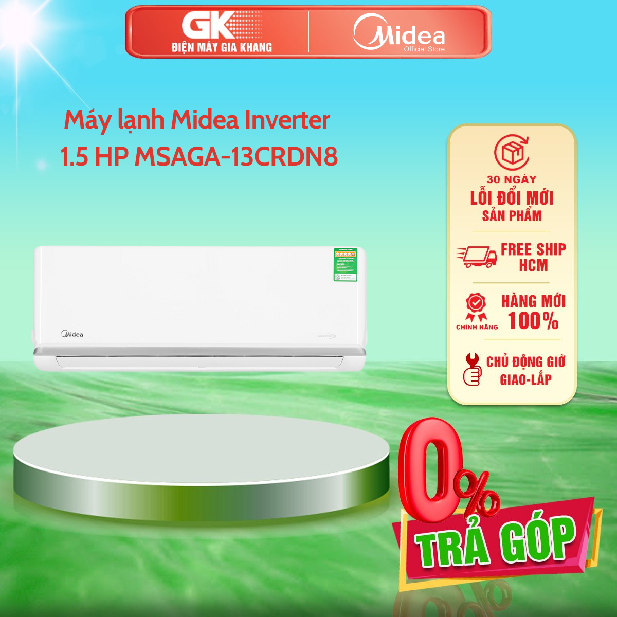 Máy lạnh midea inverter 1.5 hp msaga-13crdn8 - giao toàn quốc - freeship hcm