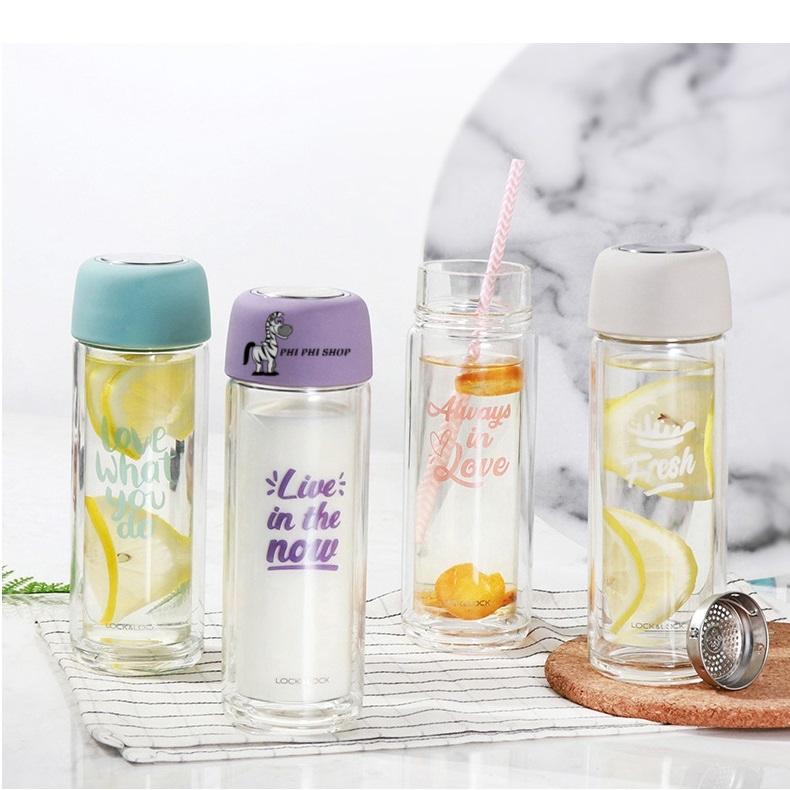Bình thủy tinh chịu nhiệt 2 lớp Lock&Lock dung tích 300ml LLG628