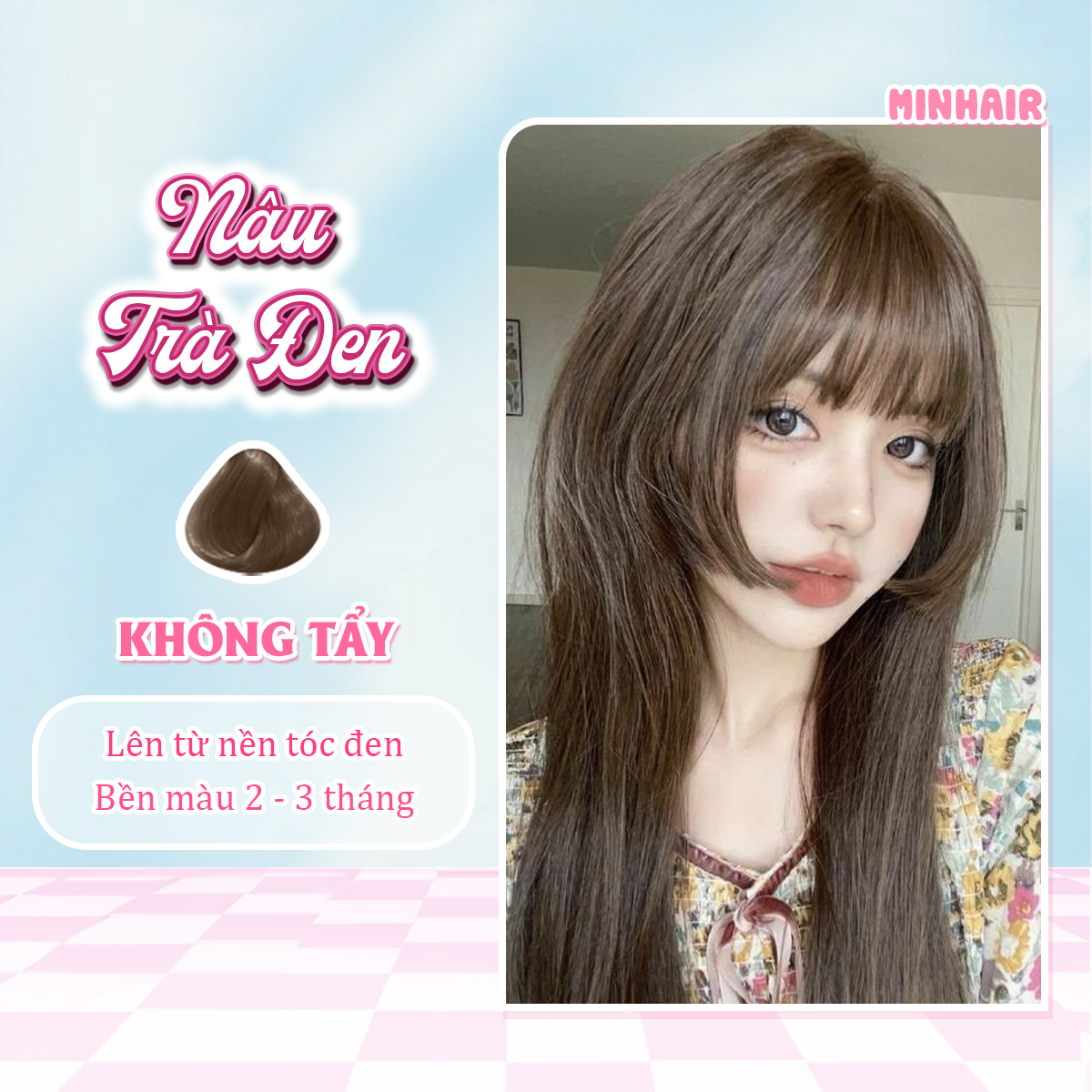 Hoàn tiền 15% - thuốc nhuộm tóc nâu thuốc nhuộm tóc nâu trà đen min.hair tặng kèm oxy trợ dưỡng và bao tay