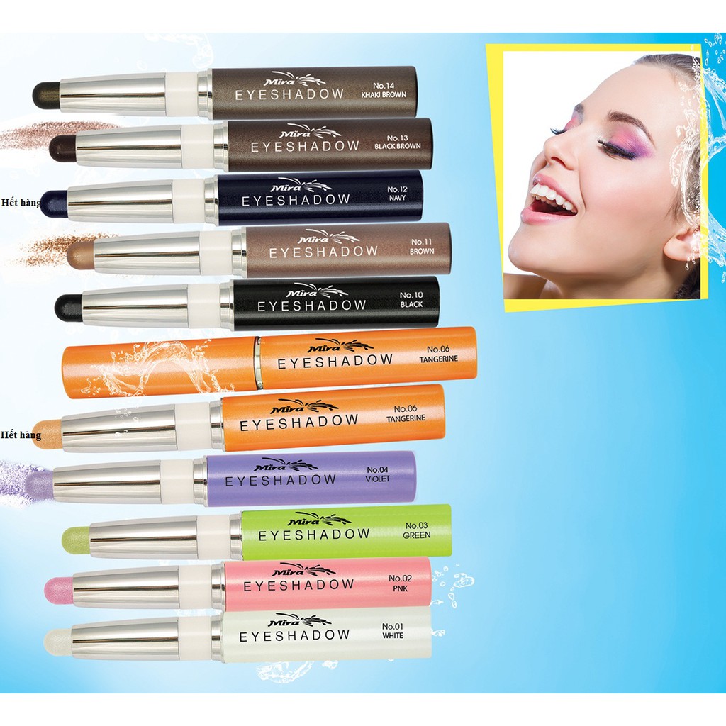 Bút sáp kẻ mắt nhiều màu nhũ bạc MIRA eyeshadow
