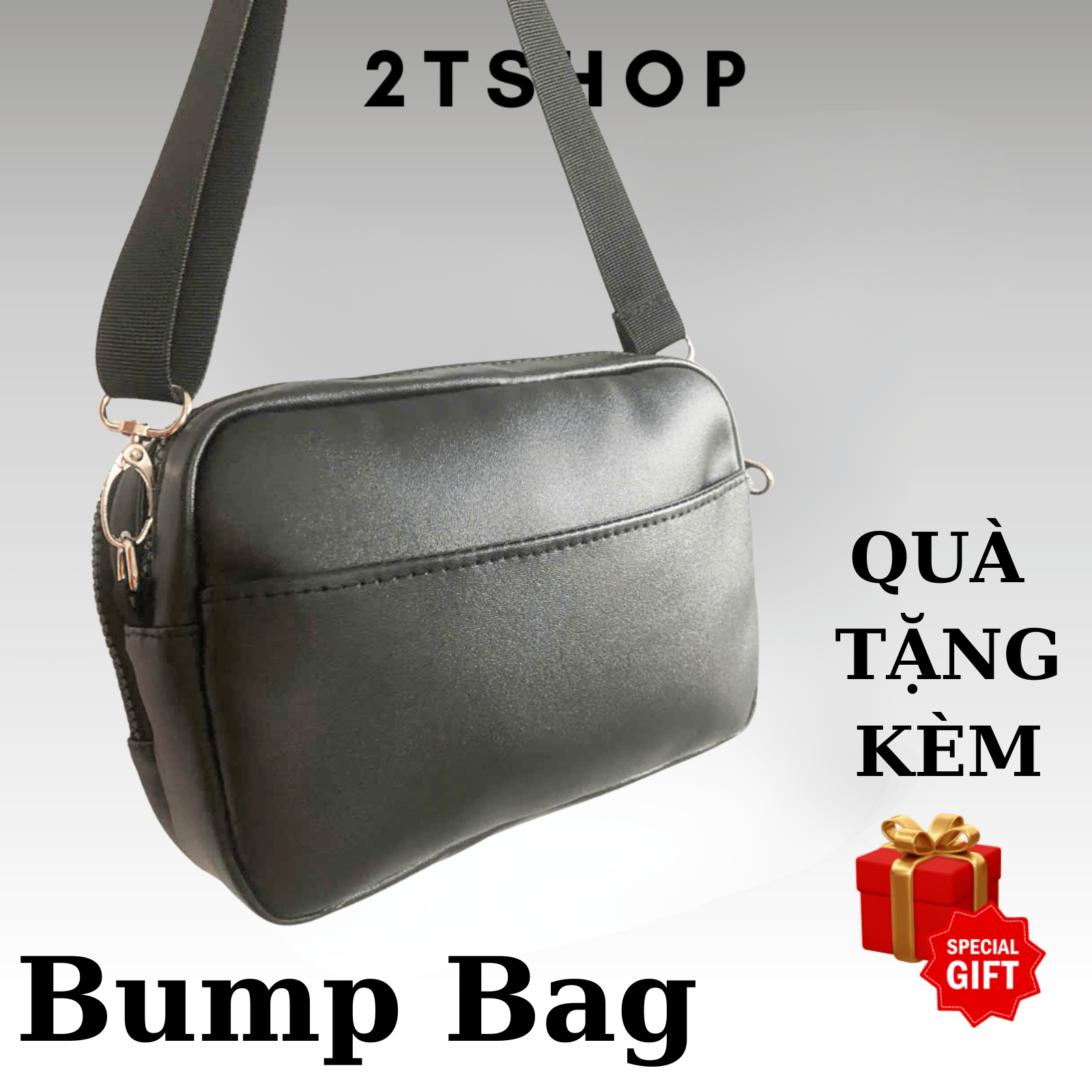 Túi đeo vai chéo Bump Bag nam nữ unisex, da PU chống nước, nhiều ngăn - 2tshop.official