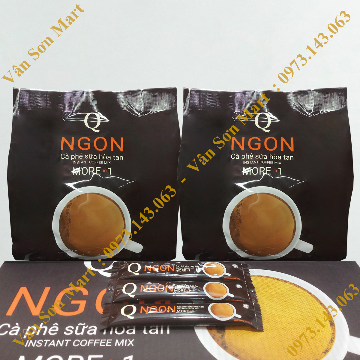 02 bịch cà phê sữa Ngon Trần Quang 1.2Kg (60 gói nhỏ 20g) Coffee Cafe