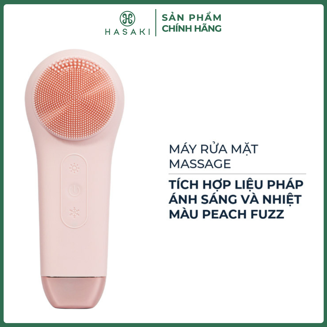 Máy Rửa Mặt Halio Massage 5 Trong 1 Màu Peach Fuzz Multi-Task Cleansing  Massaging Device With Red Blue Light Hasaki Sản Phẩm Chính Hãng