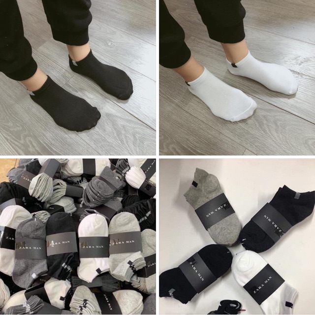 Tất Zara Man Nam Nữ - Họa Tiết Trơn, Thấm Hút Mồ Hôi, Kháng Khuẩn