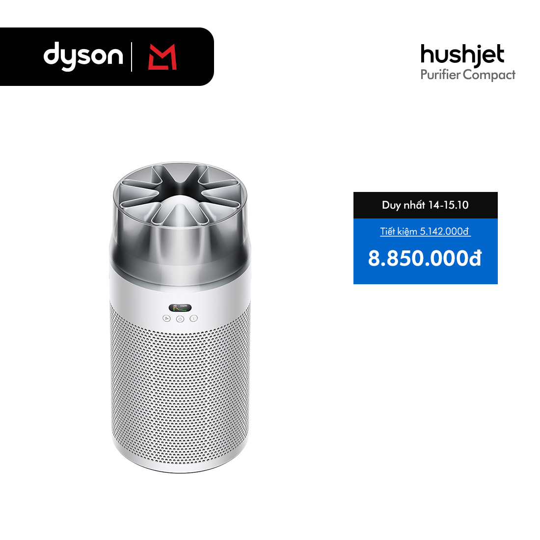 [15-17.10: Voucher 14% tối đa 3 triệu]  Máy lọc không khí nhỏ gọn Dyson HushJet™ HJ10 (Có 2 Màu)