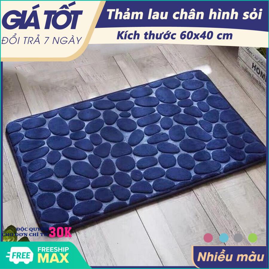 Thảm lau chân, Thảm chùi chân, hình sỏi vân đá, kích thước 40x60cm, Chất liệu thấm hút tốt giữ cho mặt sàn luôn khô thoáng, sạch sẽ phù hợp với không gian phòng khách, quán caffe...-Giao màu ngẫu nhiên