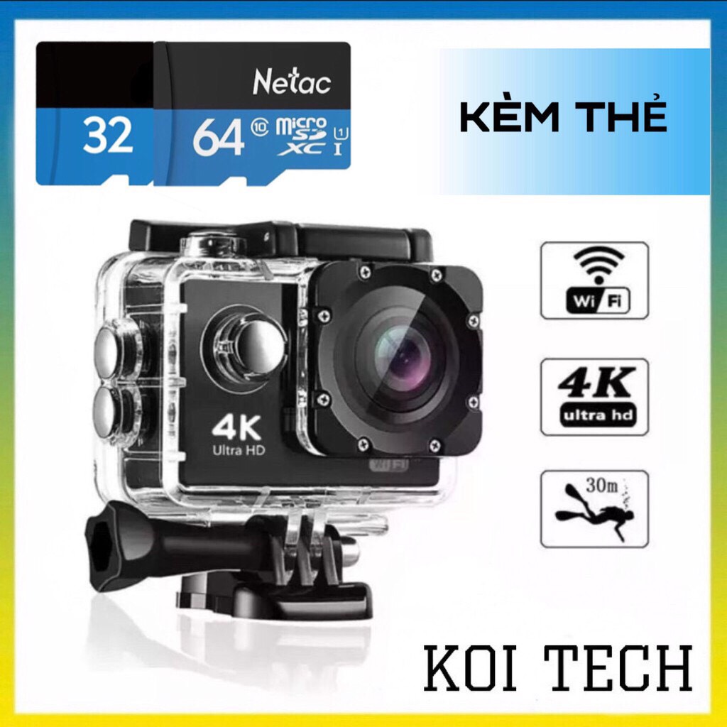 [ TẶNG KÈM THẺ NHỚ 64GB ] Camera hành trình chống nước chống rung 4K 16M Ultra HD DV, kết nối wifi ( Goplus Cam), góc quay 170 độ - CAMERA HÀNH TRÌNH XE MÁY WIFI - KOI TECH