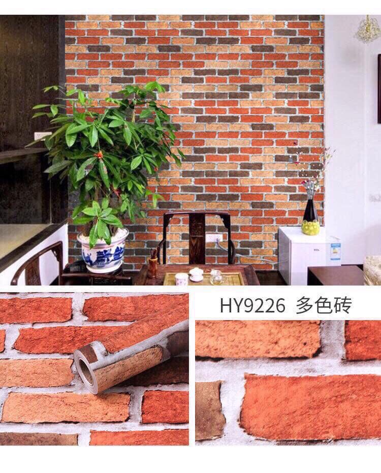 Giấy dán tường gạch đỏ khổ 45cm có keo sẵn