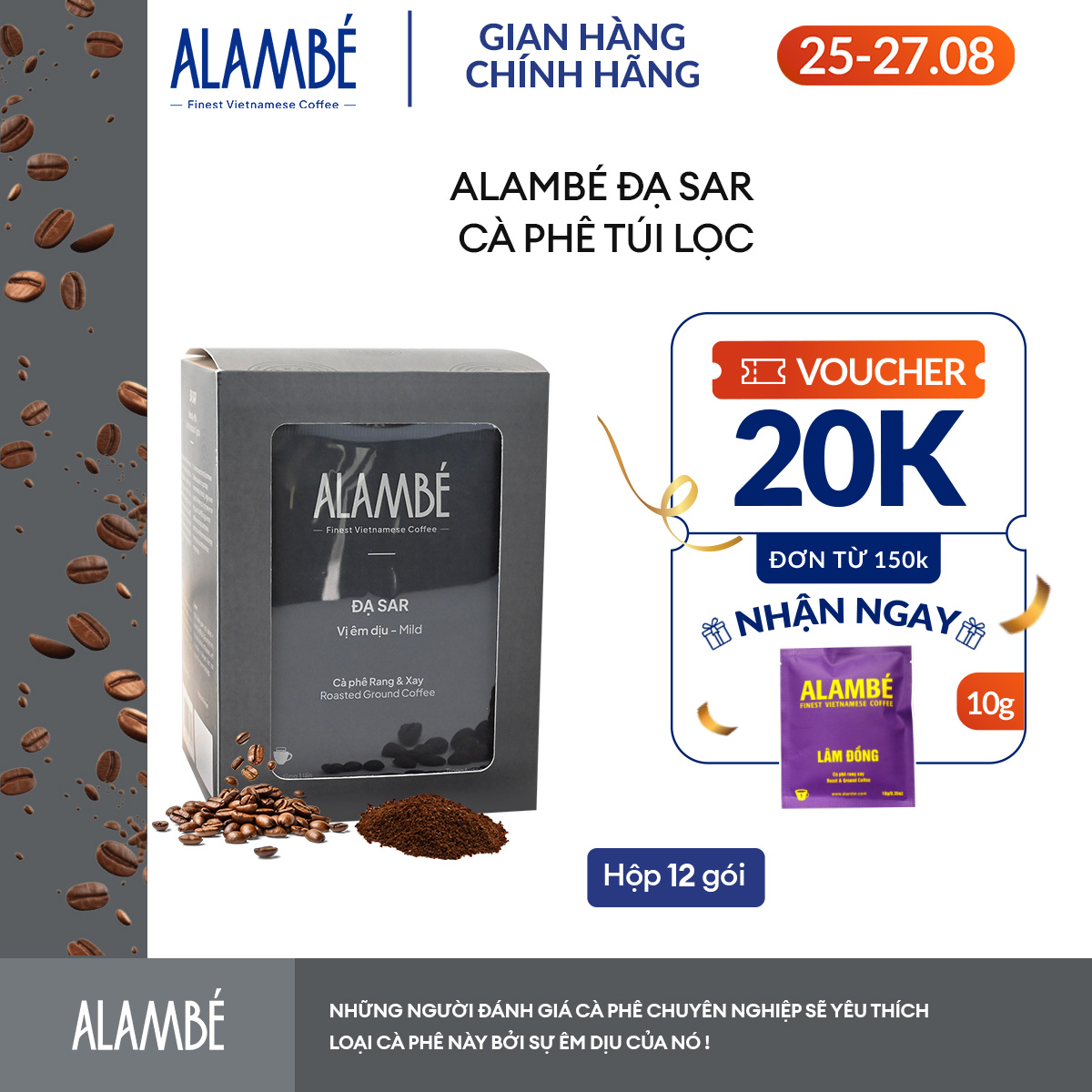 Cà phê phin giấy/ túi lọc Arabica Typica, chua thanh, hương cam quýt, đắng nhẹ, hậu ngọt