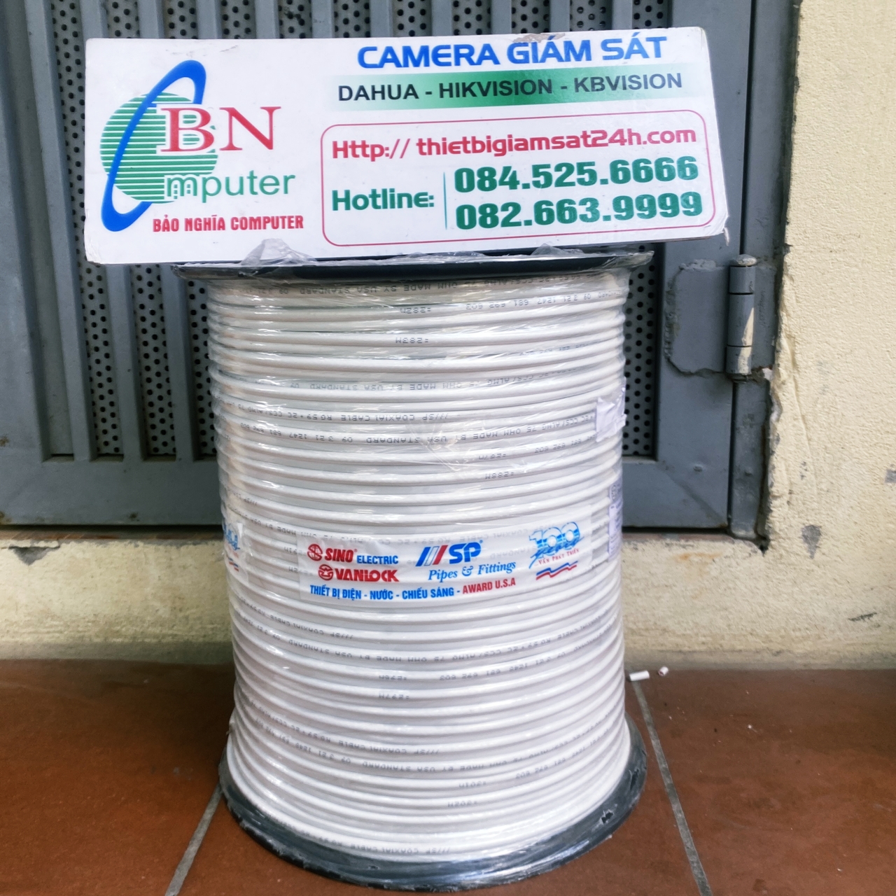 Cáp đồng trục kèm dây nguồn SINO RG59 thi công camera cuộn 305m có lô