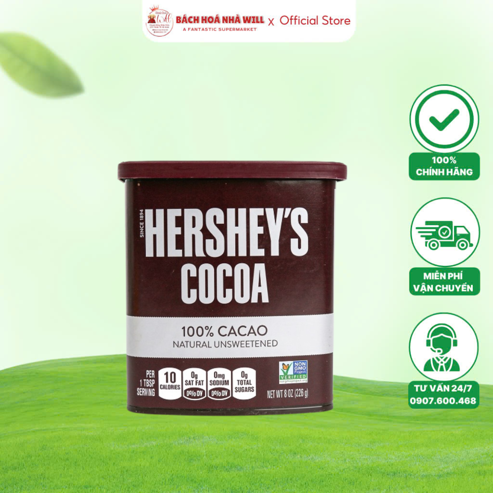 Bột Cacao Hersheys 226g Cacao Giảm Cân Nguyên Chất 100%.