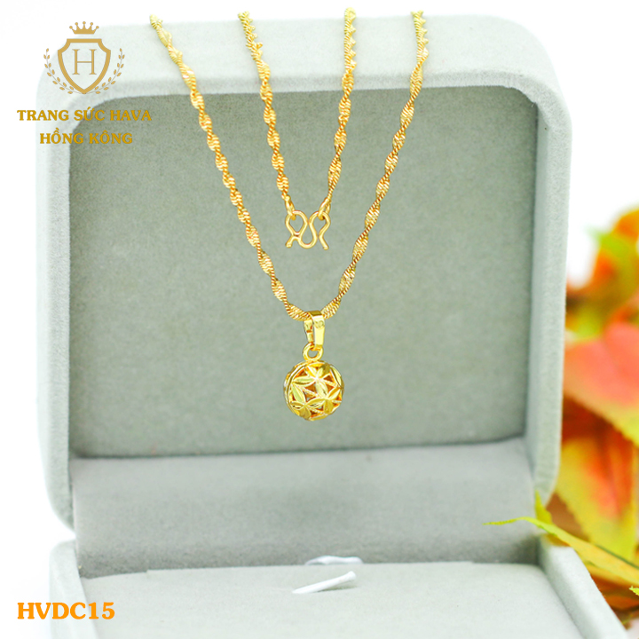 Dây Chuyền Nữ, Vòng Cổ Mặt Quả Cầu Cách Điệu, Titan Xi Mạ Vàng Non 24k Thật Cao Cấp (Không Bị Xỉn Đen) - Trang Sức Hava Hong Kong