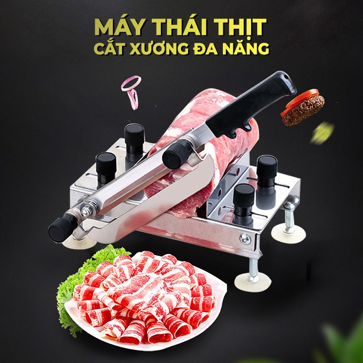 Tặng 1 lưỡi dao dự phòng - Máy thái thịt , rau, củ quả đa năng siêu bén - Dao chặt xương - Khung sườn inox- Dao thép siêu bền - Máy cắt thịt - Dao thái thịt