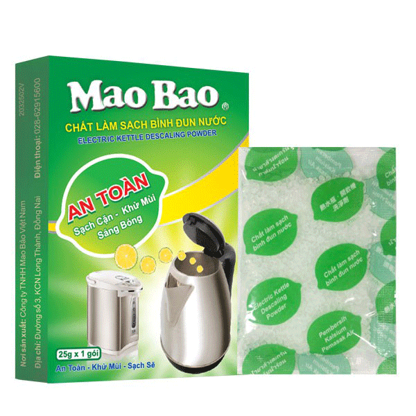 Chất làm sạch bình đun nước sạch cặn, khử mùi mao bao 25g x1 gói