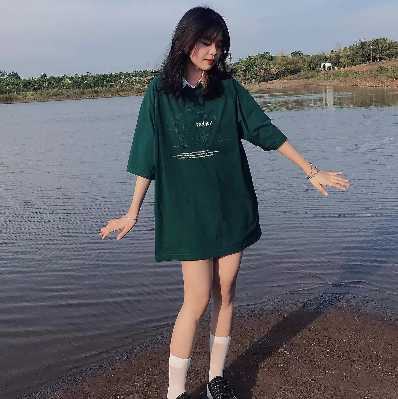 Áo thun nam nữ,áo thun sad luv logo tay trái tim