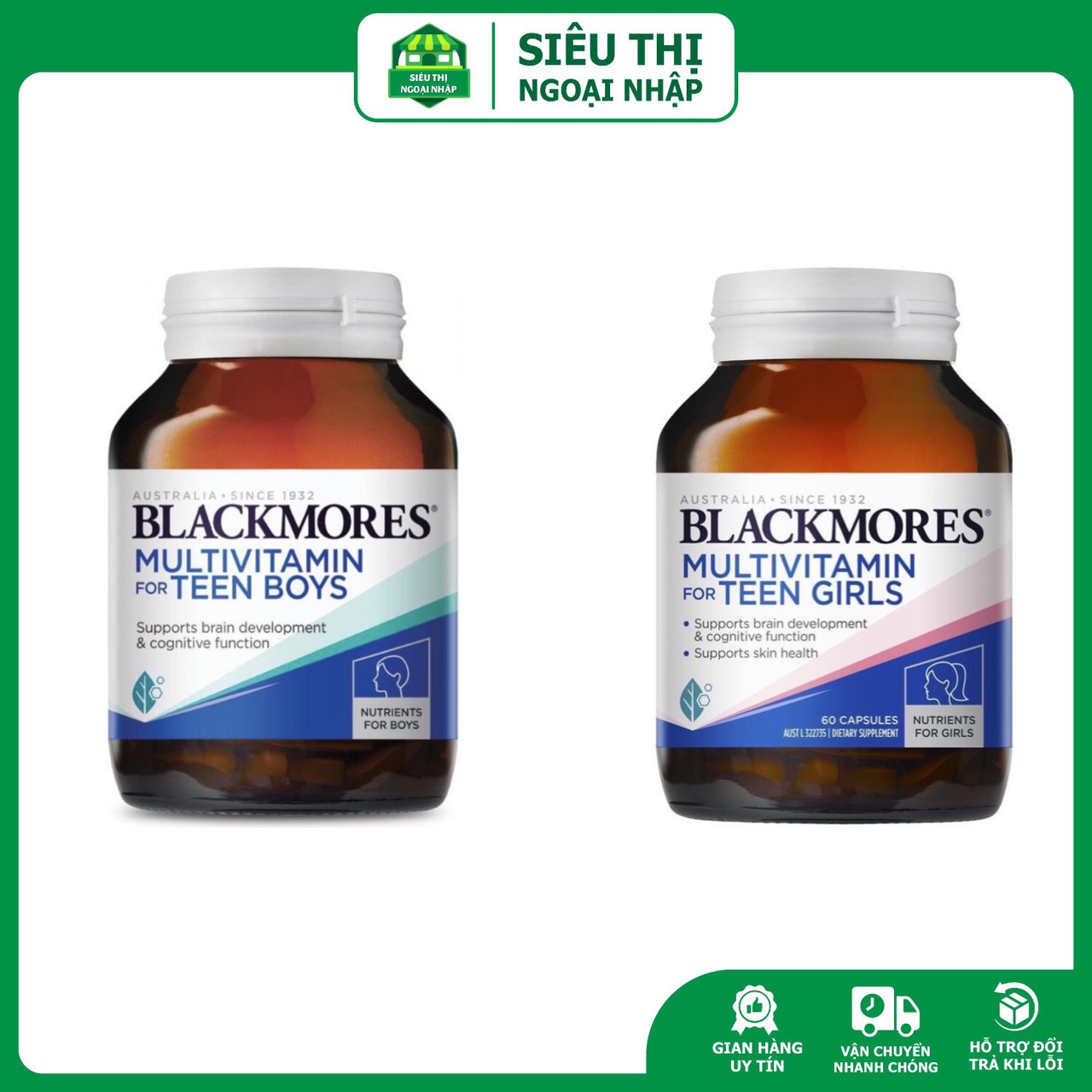 Viên uống vitamin tổng hợp multivitamin teen boy/girl Blackmores Úc 60 viên