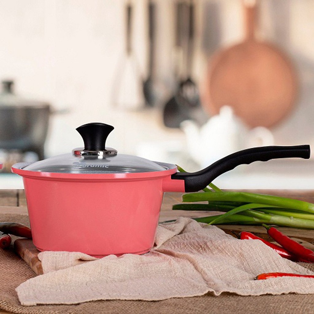 Quánh nấu cháo bột Ecoramic đúc ceramic vân đá chống dính đáy từ 18cm
